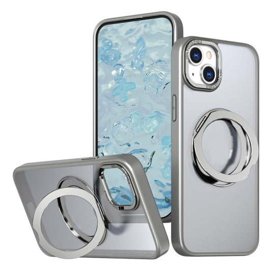 For iPhone 15 Wing Series MagSafe Magnetic Ring Holder Phone Case(Titanium Gray)