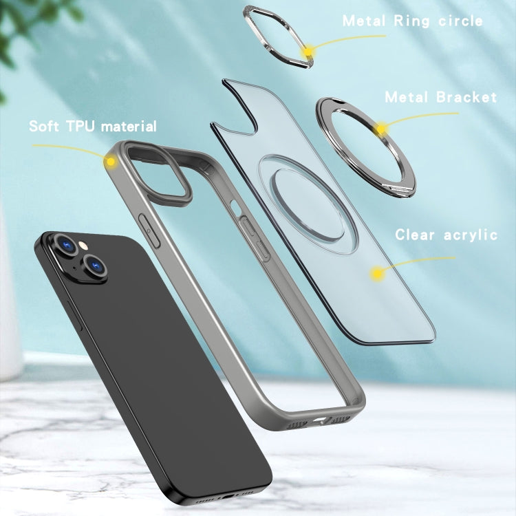 For iPhone 15 Wing Series MagSafe Magnetic Ring Holder Phone Case(Titanium Gray) - iPhone 15 Cases by buy2fix | Online Shopping UK | buy2fix