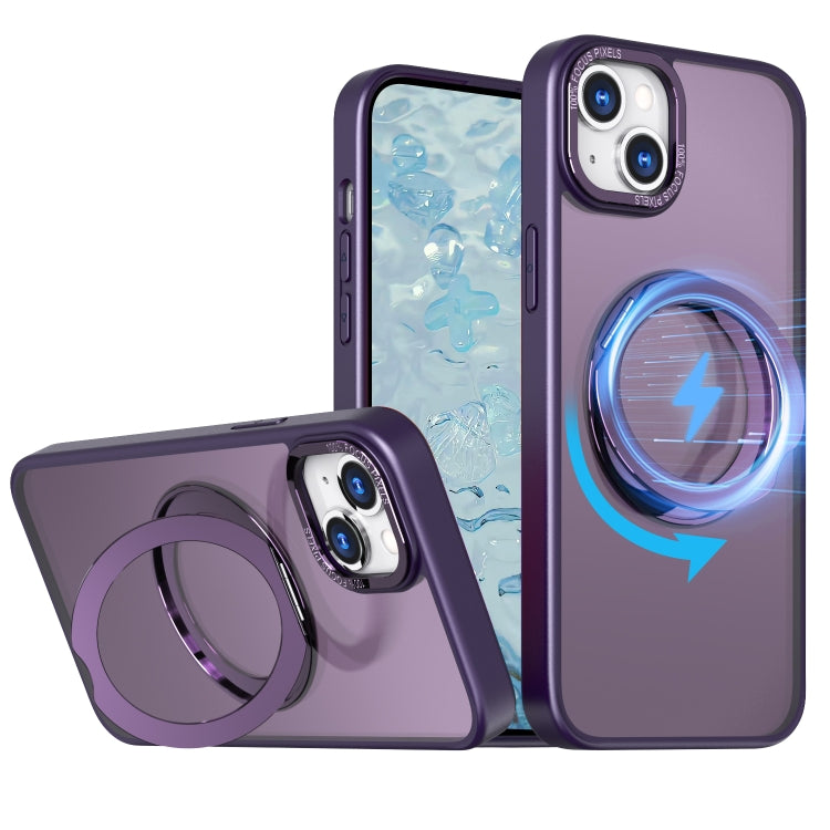 For iPhone 15 Wing Series MagSafe Magnetic Ring Holder Phone Case(Dark Purple) - iPhone 15 Cases by buy2fix | Online Shopping UK | buy2fix