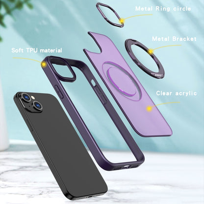 For iPhone 15 Wing Series MagSafe Magnetic Ring Holder Phone Case(Dark Purple) - iPhone 15 Cases by buy2fix | Online Shopping UK | buy2fix