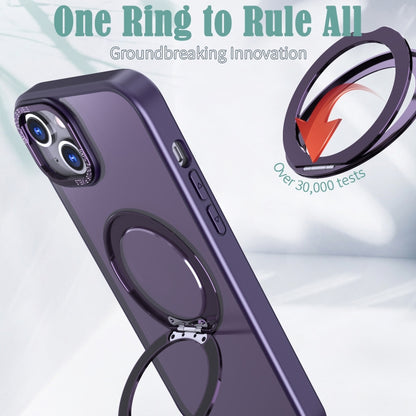 For iPhone 15 Wing Series MagSafe Magnetic Ring Holder Phone Case(Dark Purple) - iPhone 15 Cases by buy2fix | Online Shopping UK | buy2fix