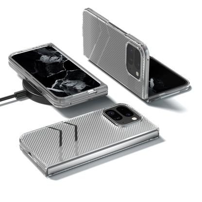 For Google Pixel 9 Pro Fold Wave Pattern Transparent Frosted Phone Case by buy2fix