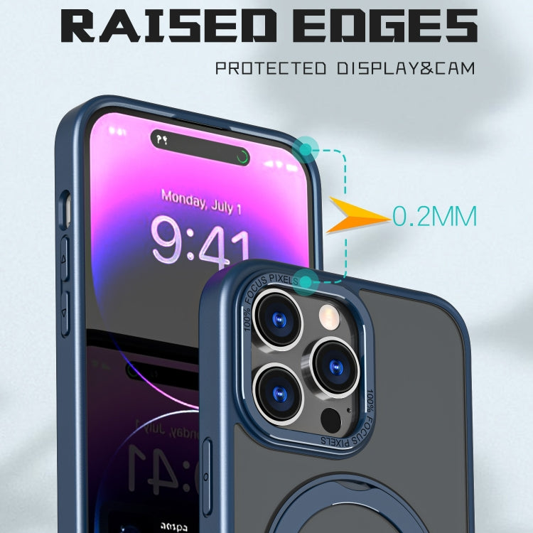 For iPhone 14 Pro Max Wing Series MagSafe Magnetic Ring Holder Phone Case(Blue) - iPhone 14 Pro Max Cases by buy2fix | Online Shopping UK | buy2fix