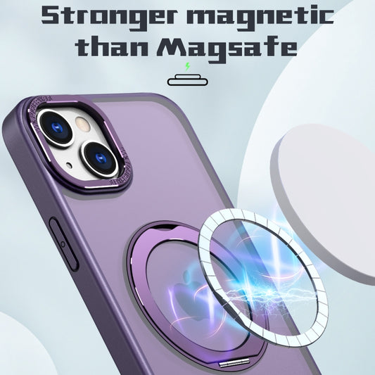 For iPhone 14 Plus Wing Series MagSafe Magnetic Ring Holder Phone Case(Dark Purple) - iPhone 14 Plus Cases by buy2fix | Online Shopping UK | buy2fix