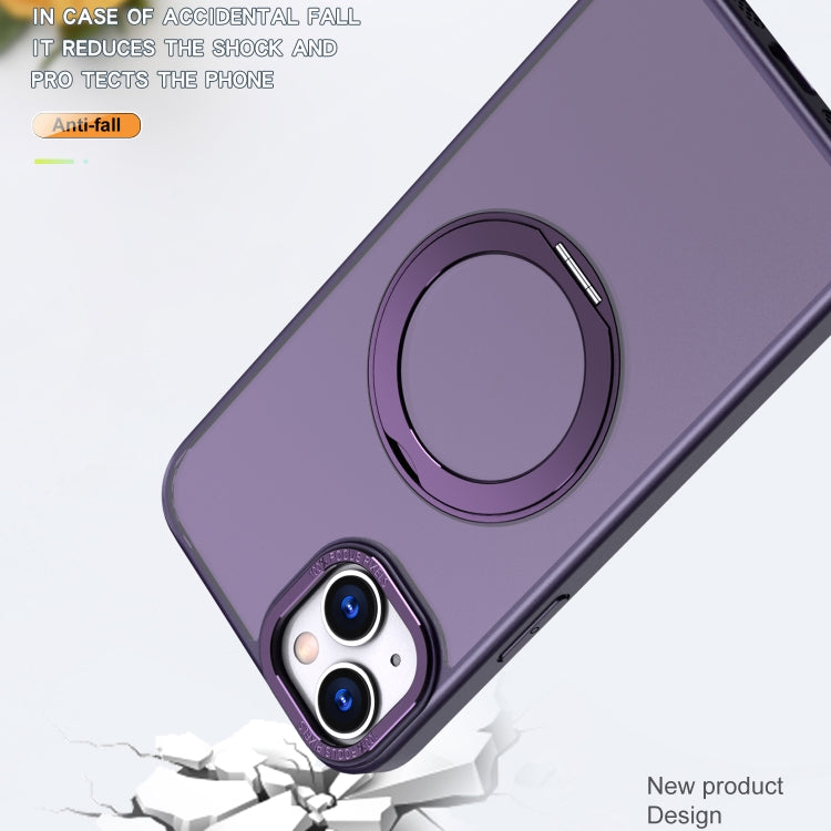 For iPhone 14 Plus Wing Series MagSafe Magnetic Ring Holder Phone Case(Dark Purple) - iPhone 14 Plus Cases by buy2fix | Online Shopping UK | buy2fix