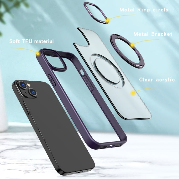 For iPhone 14 Plus Wing Series MagSafe Magnetic Ring Holder Phone Case(Dark Purple) - iPhone 14 Plus Cases by buy2fix | Online Shopping UK | buy2fix