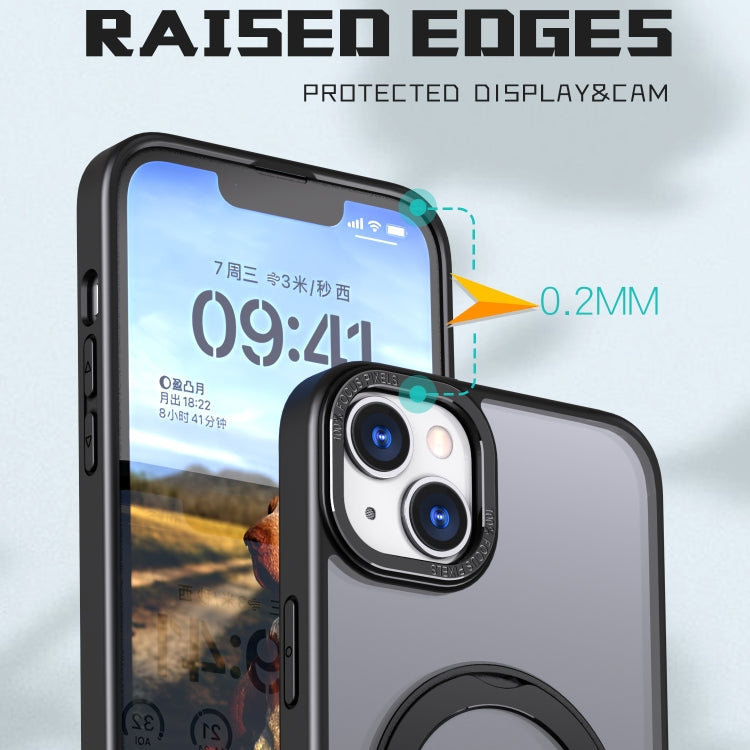 For iPhone 14 Wing Series MagSafe Magnetic Ring Holder Phone Case(Black) - iPhone 14 Cases by buy2fix | Online Shopping UK | buy2fix