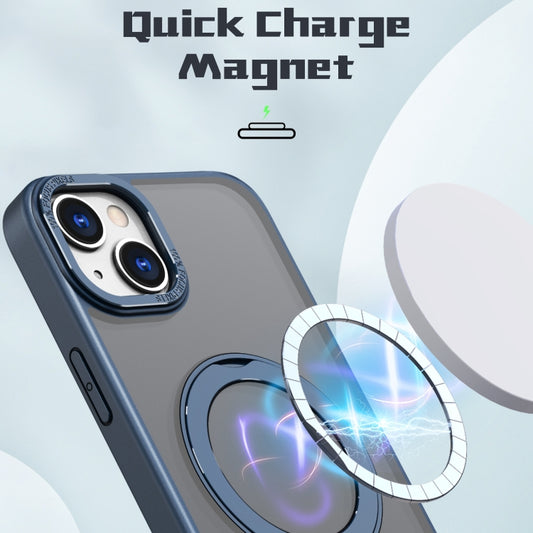 For iPhone 14 Wing Series MagSafe Magnetic Ring Holder Phone Case(Blue) - iPhone 14 Cases by buy2fix | Online Shopping UK | buy2fix