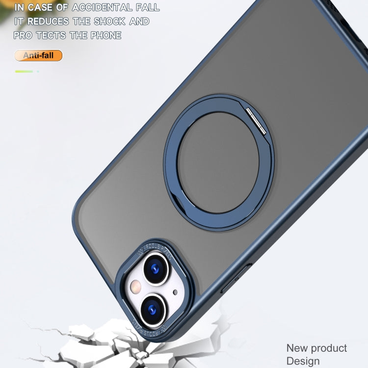 For iPhone 14 Wing Series MagSafe Magnetic Ring Holder Phone Case(Blue) - iPhone 14 Cases by buy2fix | Online Shopping UK | buy2fix
