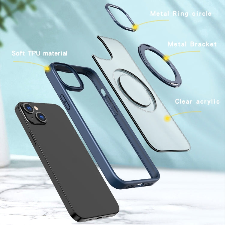 For iPhone 14 Wing Series MagSafe Magnetic Ring Holder Phone Case(Blue) - iPhone 14 Cases by buy2fix | Online Shopping UK | buy2fix