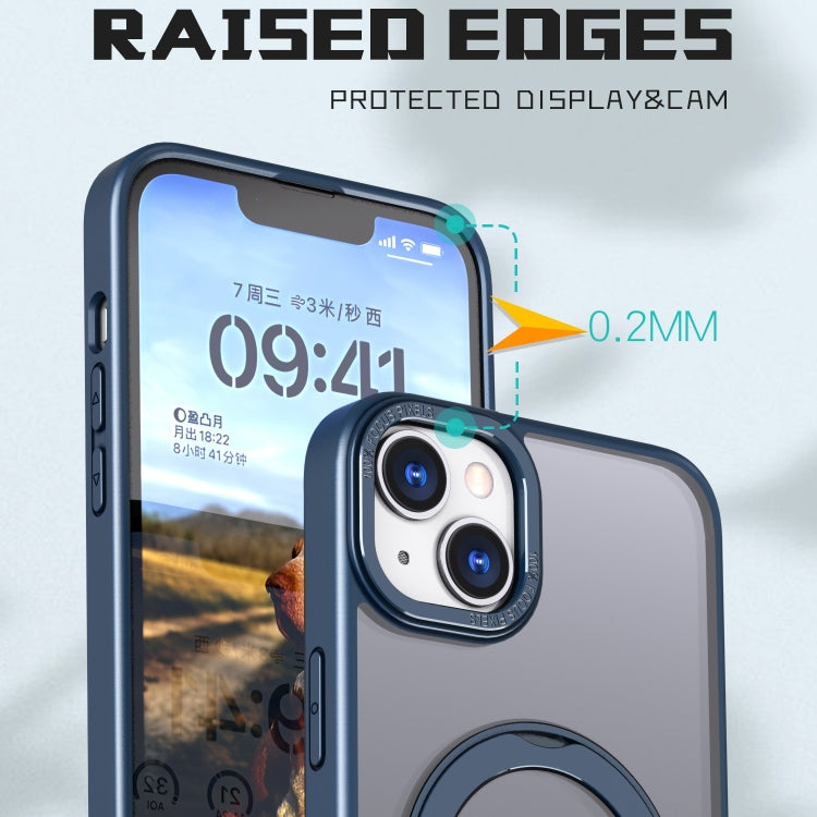 For iPhone 14 Wing Series MagSafe Magnetic Ring Holder Phone Case(Blue) - iPhone 14 Cases by buy2fix | Online Shopping UK | buy2fix