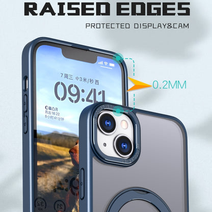 For iPhone 14 Wing Series MagSafe Magnetic Ring Holder Phone Case(Blue) - iPhone 14 Cases by buy2fix | Online Shopping UK | buy2fix