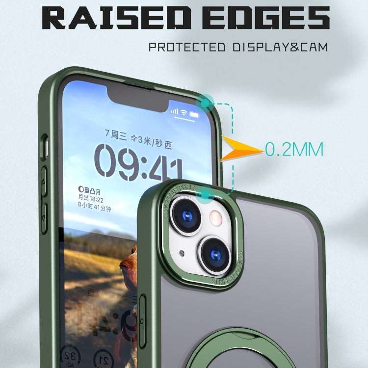 For iPhone 14 Wing Series MagSafe Magnetic Ring Holder Phone Case(Green) - iPhone 14 Cases by buy2fix | Online Shopping UK | buy2fix