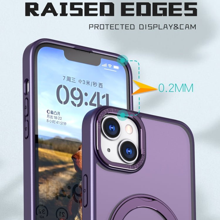 For iPhone 14 Wing Series MagSafe Magnetic Ring Holder Phone Case(Dark Purple) - iPhone 14 Cases by buy2fix | Online Shopping UK | buy2fix