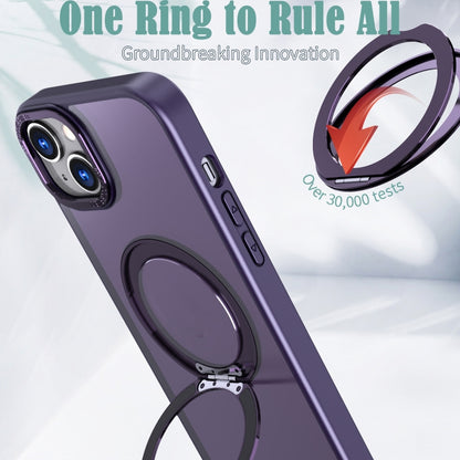 For iPhone 14 Wing Series MagSafe Magnetic Ring Holder Phone Case(Dark Purple) - iPhone 14 Cases by buy2fix | Online Shopping UK | buy2fix