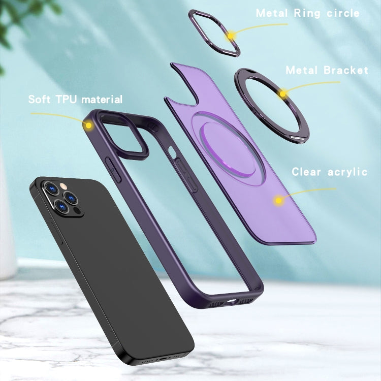 For iPhone 13 Pro Max Wing Series MagSafe Magnetic Ring Holder Phone Case(Dark Purple) - iPhone 13 Pro Max Cases by buy2fix | Online Shopping UK | buy2fix