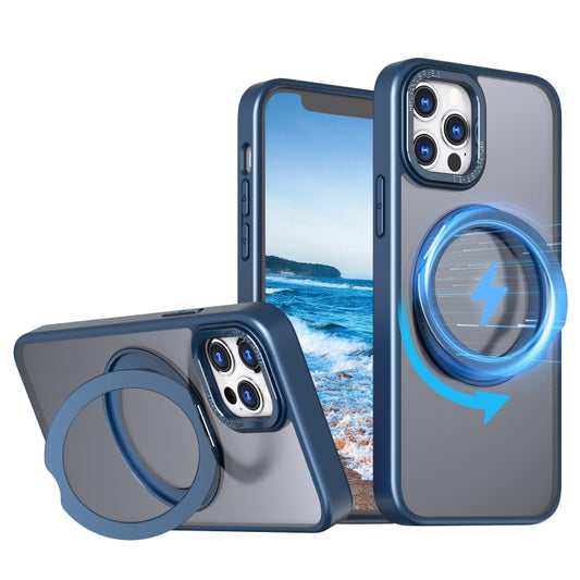 For iPhone 12 Pro Max Wing Series MagSafe Magnetic Ring Holder Phone Case(Blue) - iPhone 12 Pro Max Cases by buy2fix | Online Shopping UK | buy2fix
