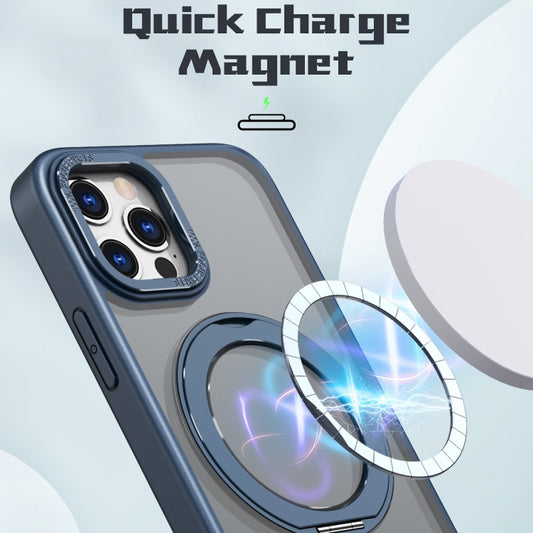 For iPhone 12 Pro Max Wing Series MagSafe Magnetic Ring Holder Phone Case(Blue) - iPhone 12 Pro Max Cases by buy2fix | Online Shopping UK | buy2fix
