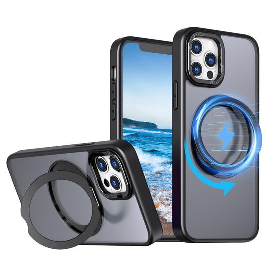 For iPhone 12 Pro Wing Series MagSafe Magnetic Ring Holder Phone Case(Black) - iPhone 12 / 12 Pro Cases by buy2fix | Online Shopping UK | buy2fix