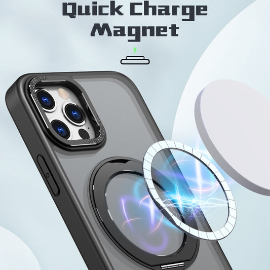 For iPhone 12 Pro Wing Series MagSafe Magnetic Ring Holder Phone Case(Black) - iPhone 12 / 12 Pro Cases by buy2fix | Online Shopping UK | buy2fix