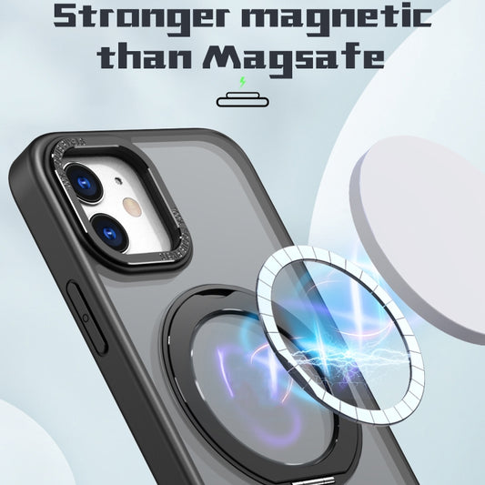 For iPhone 12 Wing Series MagSafe Magnetic Ring Holder Phone Case(Black) - iPhone 12 / 12 Pro Cases by buy2fix | Online Shopping UK | buy2fix