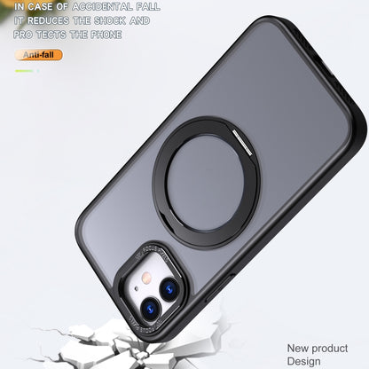 For iPhone 12 Wing Series MagSafe Magnetic Ring Holder Phone Case(Black) - iPhone 12 / 12 Pro Cases by buy2fix | Online Shopping UK | buy2fix