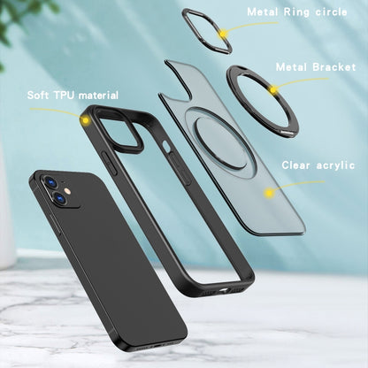 For iPhone 12 Wing Series MagSafe Magnetic Ring Holder Phone Case(Black) - iPhone 12 / 12 Pro Cases by buy2fix | Online Shopping UK | buy2fix