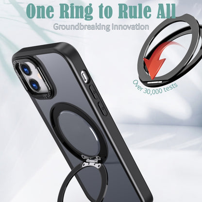 For iPhone 12 Wing Series MagSafe Magnetic Ring Holder Phone Case(Black) - iPhone 12 / 12 Pro Cases by buy2fix | Online Shopping UK | buy2fix