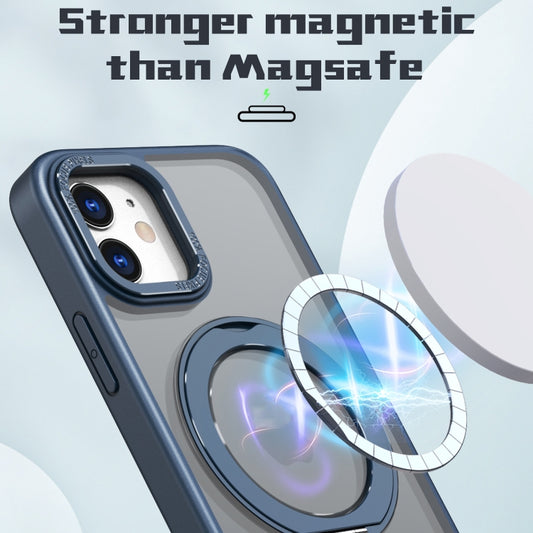 For iPhone 12 Wing Series MagSafe Magnetic Ring Holder Phone Case(Blue) - iPhone 12 / 12 Pro Cases by buy2fix | Online Shopping UK | buy2fix