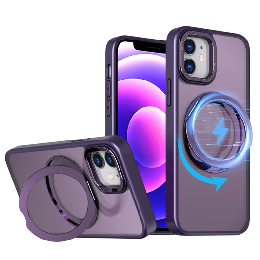 For iPhone 12 Wing Series MagSafe Magnetic Ring Holder Phone Case(Dark Purple) - iPhone 12 / 12 Pro Cases by buy2fix | Online Shopping UK | buy2fix