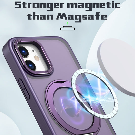 For iPhone 12 Wing Series MagSafe Magnetic Ring Holder Phone Case(Dark Purple) - iPhone 12 / 12 Pro Cases by buy2fix | Online Shopping UK | buy2fix