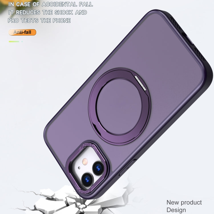 For iPhone 12 Wing Series MagSafe Magnetic Ring Holder Phone Case(Dark Purple) - iPhone 12 / 12 Pro Cases by buy2fix | Online Shopping UK | buy2fix