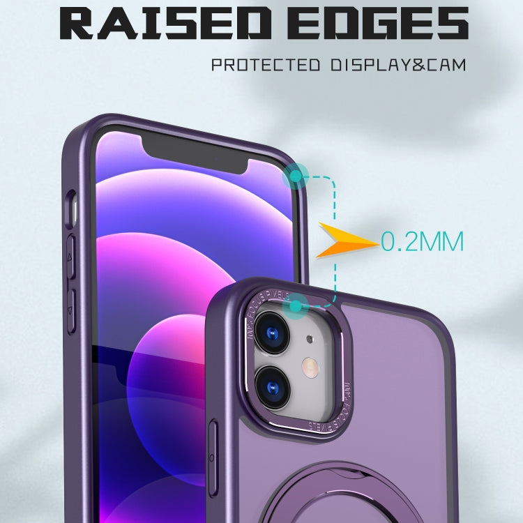 For iPhone 12 Wing Series MagSafe Magnetic Ring Holder Phone Case(Dark Purple) - iPhone 12 / 12 Pro Cases by buy2fix | Online Shopping UK | buy2fix