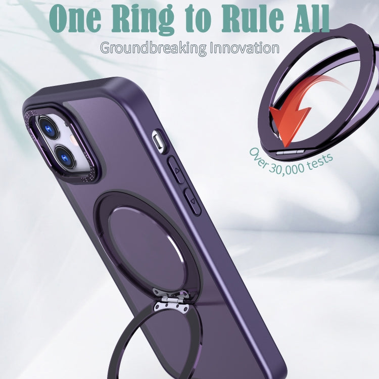 For iPhone 12 Wing Series MagSafe Magnetic Ring Holder Phone Case(Dark Purple) - iPhone 12 / 12 Pro Cases by buy2fix | Online Shopping UK | buy2fix