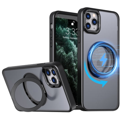 For iPhone 11 Pro Wing Series MagSafe Magnetic Ring Holder Phone Case(Black) - iPhone 11 Cases by buy2fix | Online Shopping UK | buy2fix
