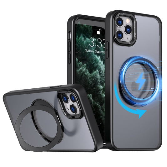 For iPhone 11 Pro Wing Series MagSafe Magnetic Ring Holder Phone Case(Black) - iPhone 11 Cases by buy2fix | Online Shopping UK | buy2fix