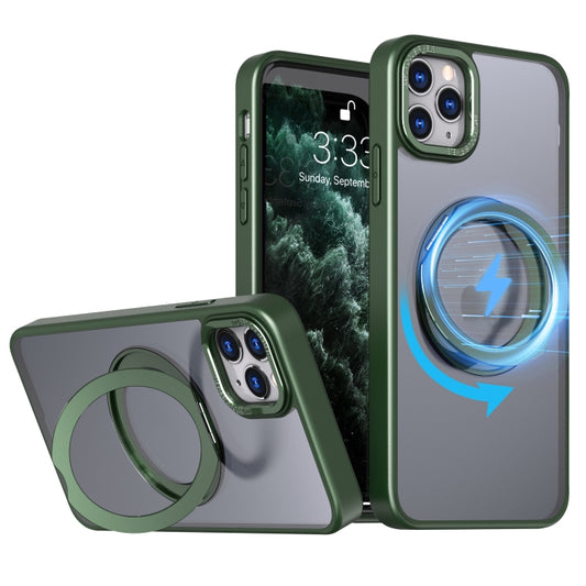 For iPhone 11 Pro Wing Series MagSafe Magnetic Ring Holder Phone Case(Green) - iPhone 11 Cases by buy2fix | Online Shopping UK | buy2fix