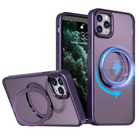 For iPhone 11 Pro Wing Series MagSafe Magnetic Ring Holder Phone Case(Dark Purple) - iPhone 11 Cases by buy2fix | Online Shopping UK | buy2fix