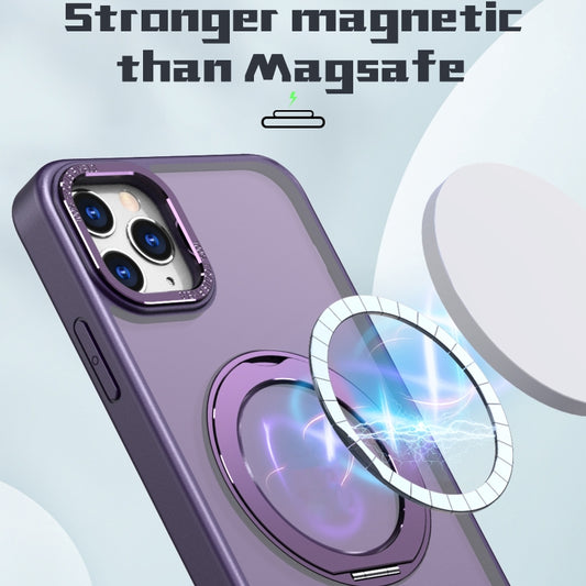 For iPhone 11 Pro Wing Series MagSafe Magnetic Ring Holder Phone Case(Dark Purple) - iPhone 11 Cases by buy2fix | Online Shopping UK | buy2fix