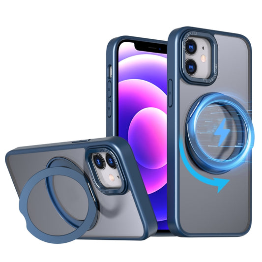 For iPhone 11 Wing Series MagSafe Magnetic Ring Holder Phone Case(Blue) - iPhone 11 Cases by buy2fix | Online Shopping UK | buy2fix