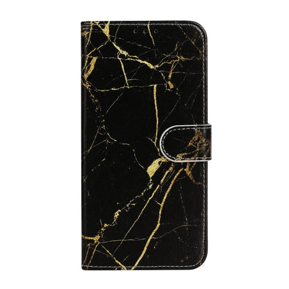 For iPhone 16 Pro Max Colored Drawing Marble Pattern Leather Phone Case(Black Gold Marble) by buy2fix