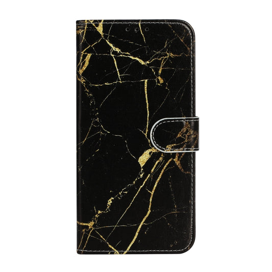 For iPhone 16 Pro Max Colored Drawing Marble Pattern Leather Phone Case(Black Gold Marble) by buy2fix