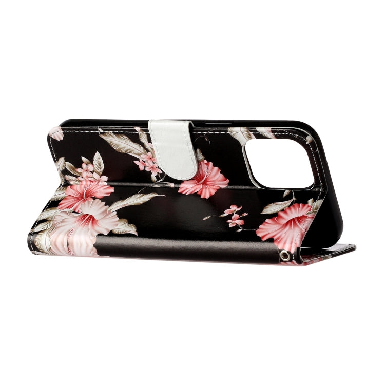 For iPhone 16 Pro Max Colored Drawing Marble Pattern Leather Phone Case(Azalea) by buy2fix