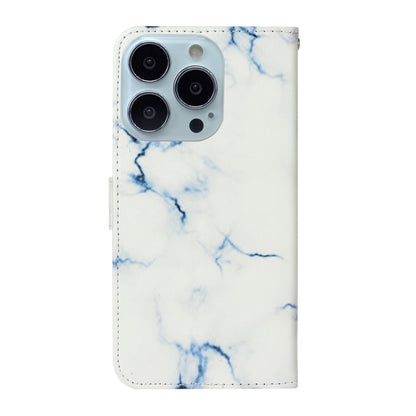 For iPhone 16 Pro Max Colored Drawing Marble Pattern Leather Phone Case(White Marble) by buy2fix