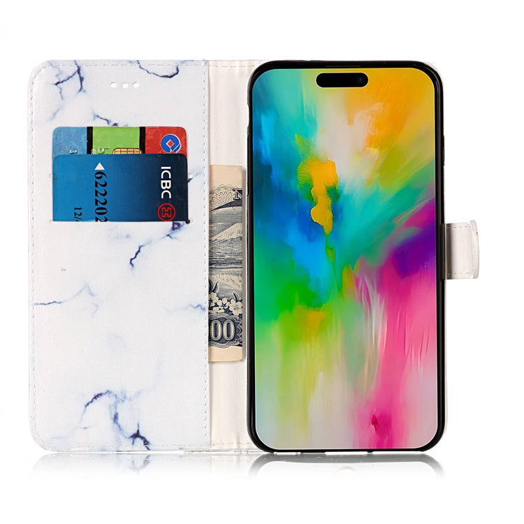 For iPhone 16 Pro Max Colored Drawing Marble Pattern Leather Phone Case(White Marble) by buy2fix