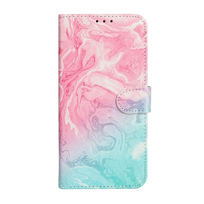 For iPhone 16 Pro Max Colored Drawing Marble Pattern Leather Phone Case(Pink Green Marble) by buy2fix