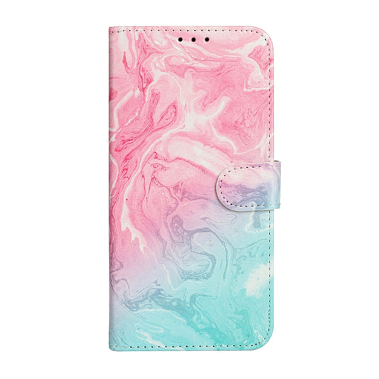 For iPhone 16 Pro Max Colored Drawing Marble Pattern Leather Phone Case(Pink Green Marble) by buy2fix