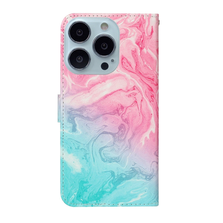 For iPhone 16 Pro Max Colored Drawing Marble Pattern Leather Phone Case(Pink Green Marble) by buy2fix