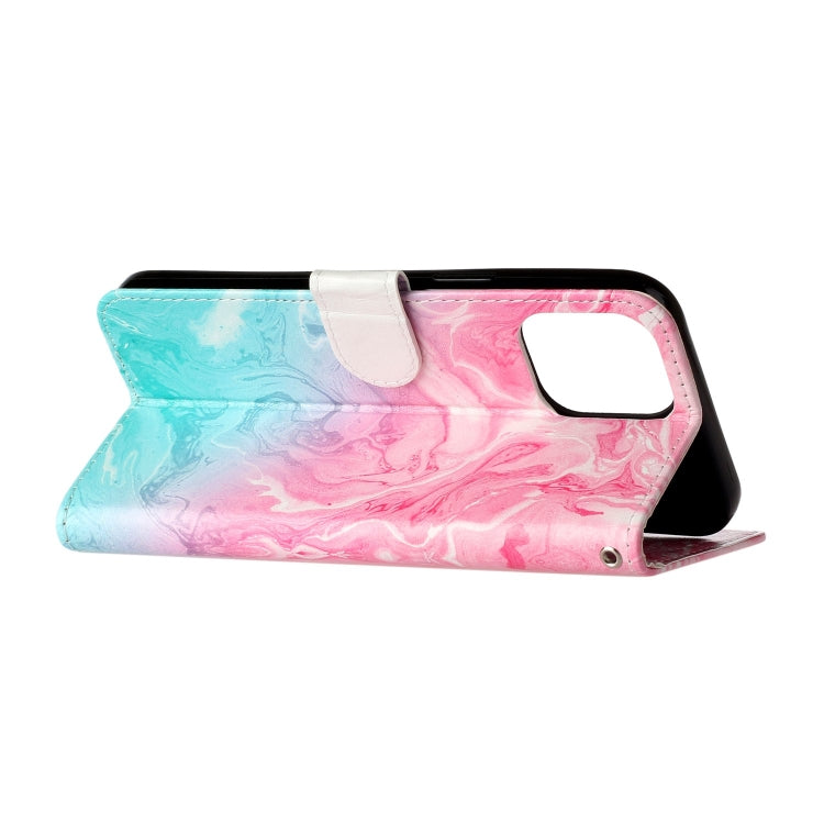 For iPhone 16 Pro Max Colored Drawing Marble Pattern Leather Phone Case(Pink Green Marble) by buy2fix