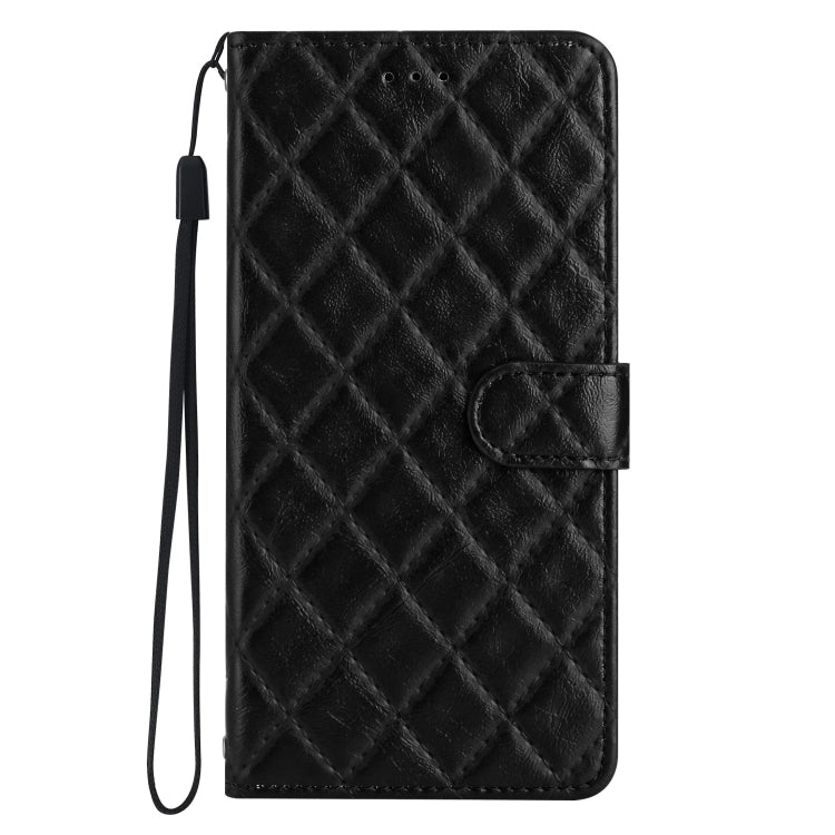 For iPhone 16 Pro Max Rhombus Lattice Texture Leather Phone Case(Black) by buy2fix